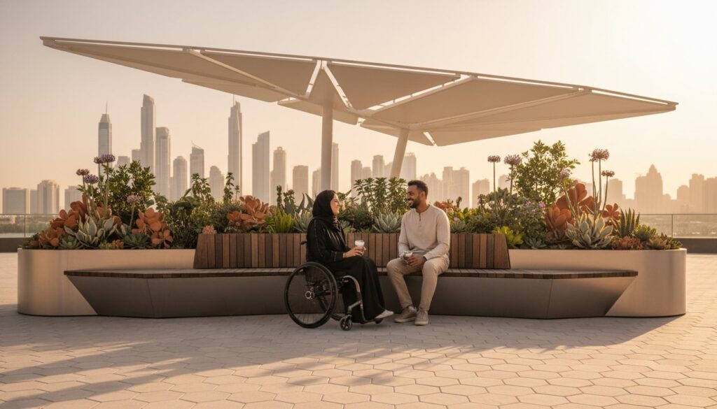 Public Space Street Furniture Design in the UAE: A 2026 Guide to Accessibility and Resilience